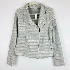 GAP Gray Striped Terry Moto Jacket NWT Sz L